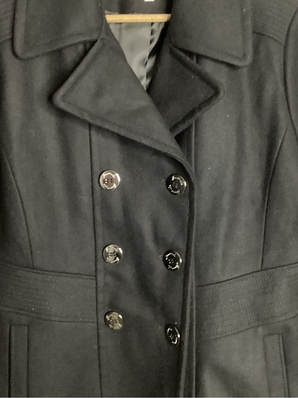 Kenneth Cole Black Double-Breasted Wool Pea Coat 16